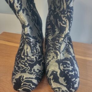 Nanette Lepore Black and Gold Ankle Boots